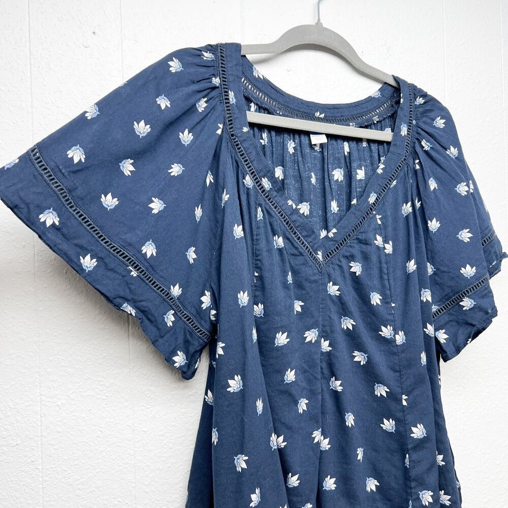 Old Navy Floral Top Women XXL Lightweight Flutter Sleeve Dark Fairy Boho Relaxed - Picture 5 of 12
